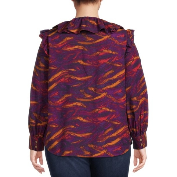 NWT- Terra & Sky Women's Long Sleeve Ruffle Top- size 1X (16-18) - Picture 3 of 10